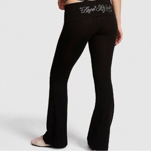 ✨VS Pink Ltd. Edition bling foldover waist flare leggings yoga pants M, L NWT